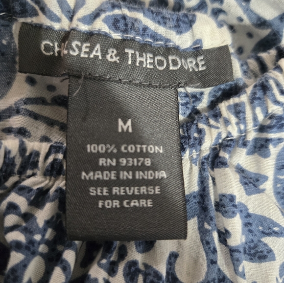 Blue Floral Peasant Maxi Sundress Dress by Chelsea & Theodore.  Size M - Picture 4 of 5